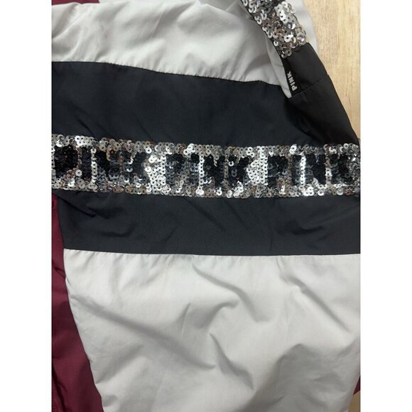 Victoria's Secret PINK Campus Anorak Sequin Jacket M L Dog Logo Y2K Burgundy - Picture 12 of 12